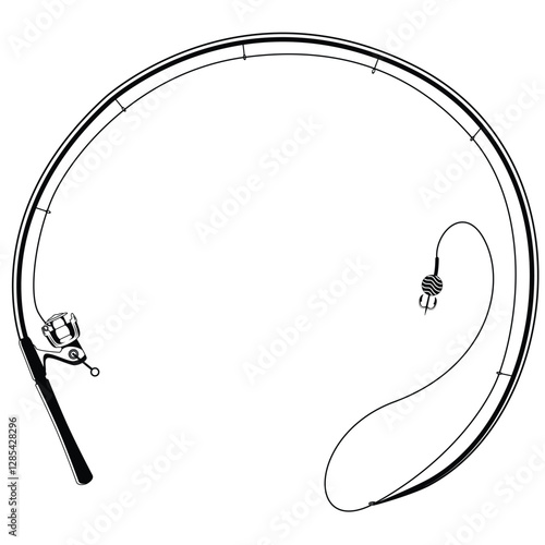 Fishing rod frame circle shape illustration
