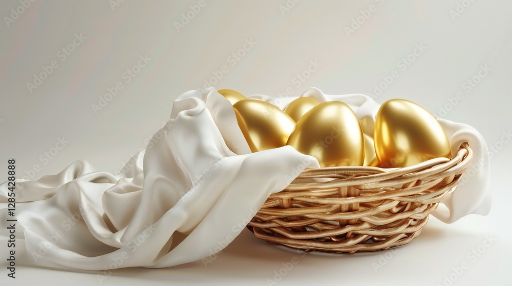 Golden Easter Eggs Nestled in Spring Blossoms Golden Easter Eggs Nestled in Spring Blossoms