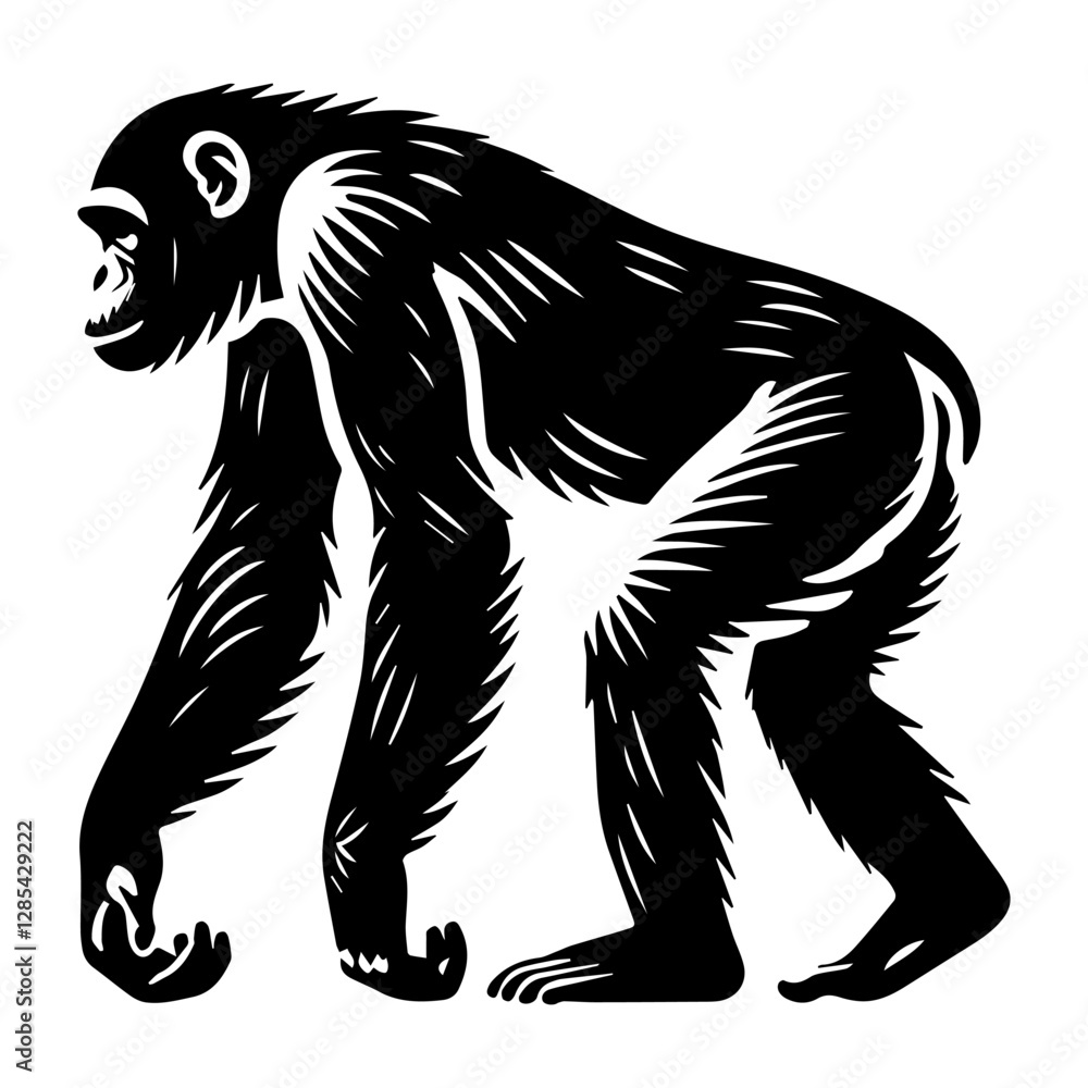 Fototapeta premium Simple Vector Icon of a Nigerian-Cameroon Chimpanzee – Logo Design Illustration