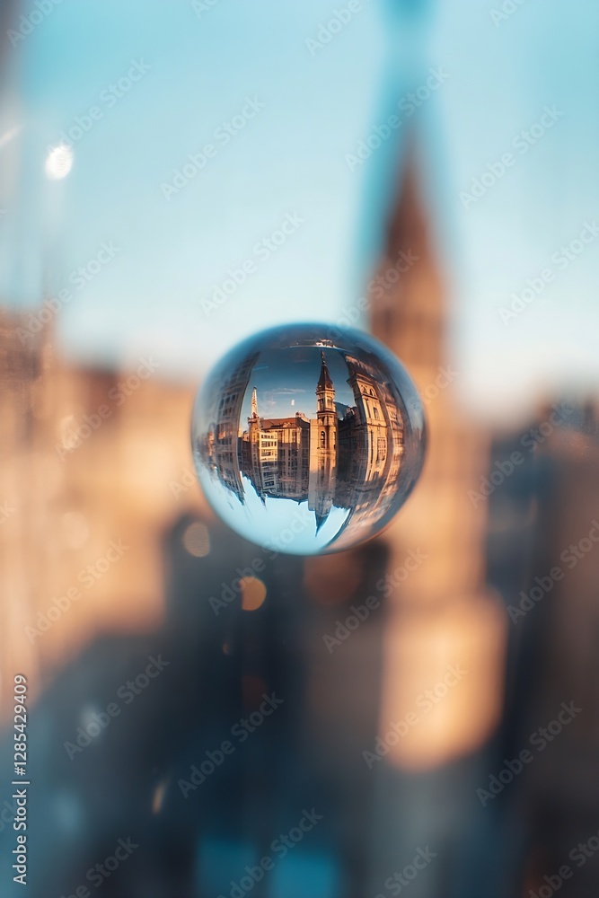 Captivating Lens Ball Photography Reflecting Cityscape And Architecture : Generative AI Captivating Lens Ball Photography Reflecting Cityscape And Architecture : Generative AI