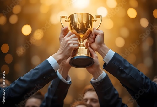 man hand holding a trophy