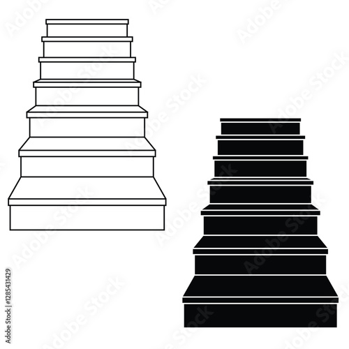 Set of stair case vector drawing