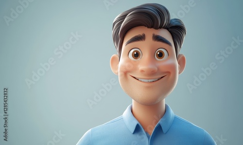 a close-up portrait of a smiling man, rendered with smooth, modern style