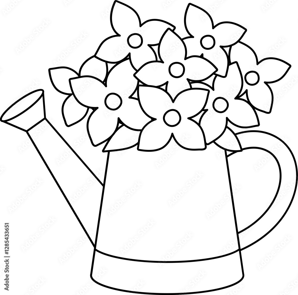 Flowers in Watering Can outline.
Cute Outdoor Garden watering can with flowers coloring page Vector.
Transparent background. Flowers in Watering Can outline.
Cute Outdoor Garden watering can with flowers coloring page Vector.
Transparent background.