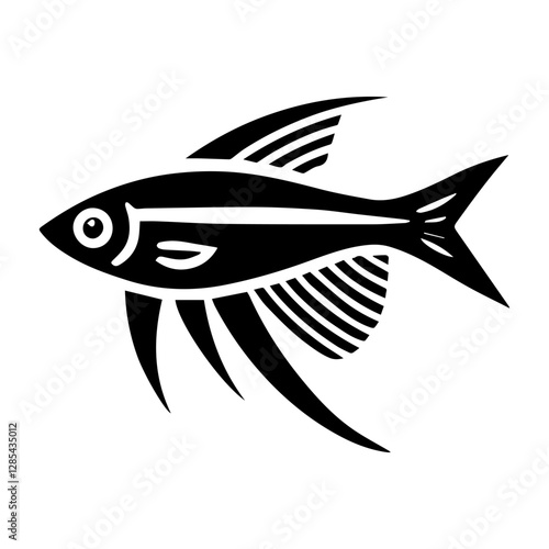 Simple Vector Icon of a tetra fish – Logo Design Illustration