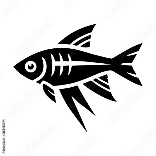 Simple Vector Icon of a tetra fish – Logo Design Illustration
