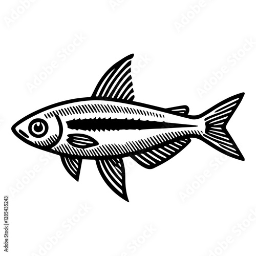 Simple Vector Icon of a tetra fish – Logo Design Illustration