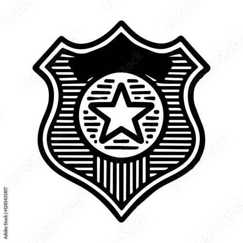 Simple Vector Icon of a Police Badge – Logo Design Illustration
