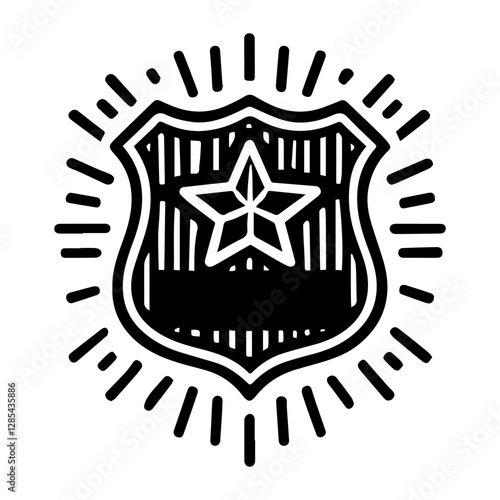 Simple Vector Icon of a Police Badge – Logo Design Illustration