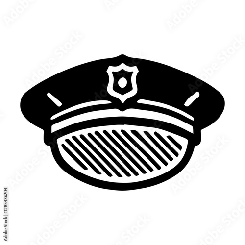 Simple Vector Icon of a Police Hat – Logo Design Illustration