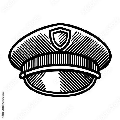 Simple Vector Icon of a Police Hat – Logo Design Illustration