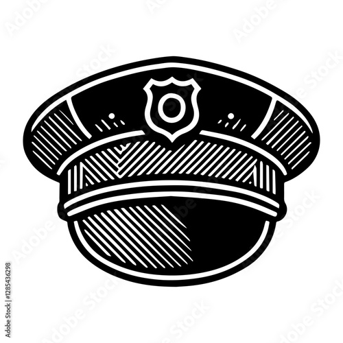 Simple Vector Icon of a Police Hat – Logo Design Illustration