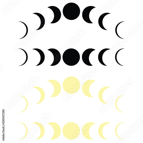 Moon phase vector set. Moon silhouettes