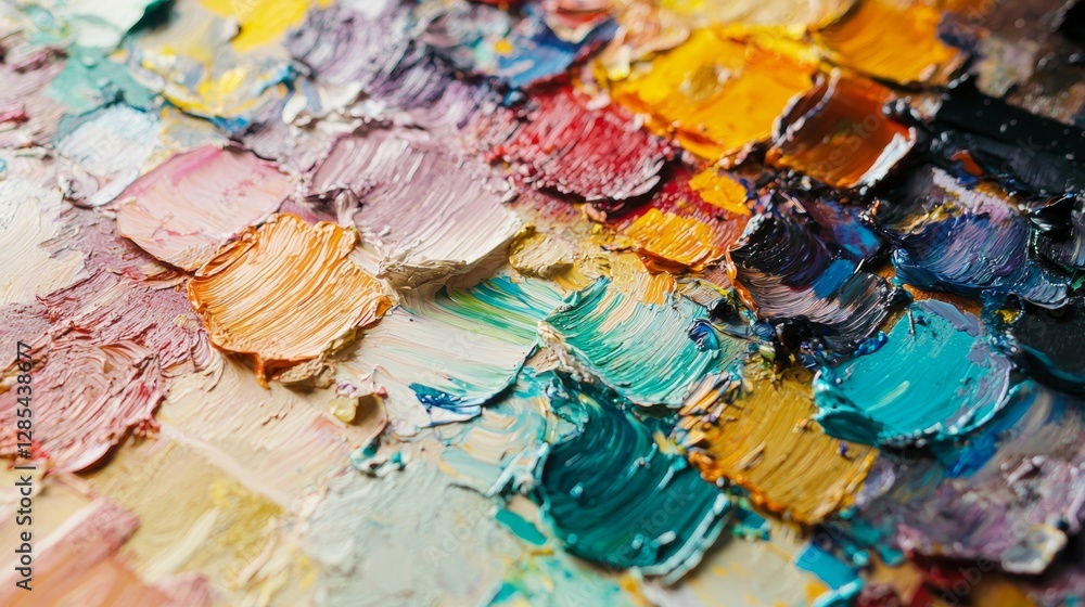 Fototapeta premium Vibrant artist's palette with colorful oil paints