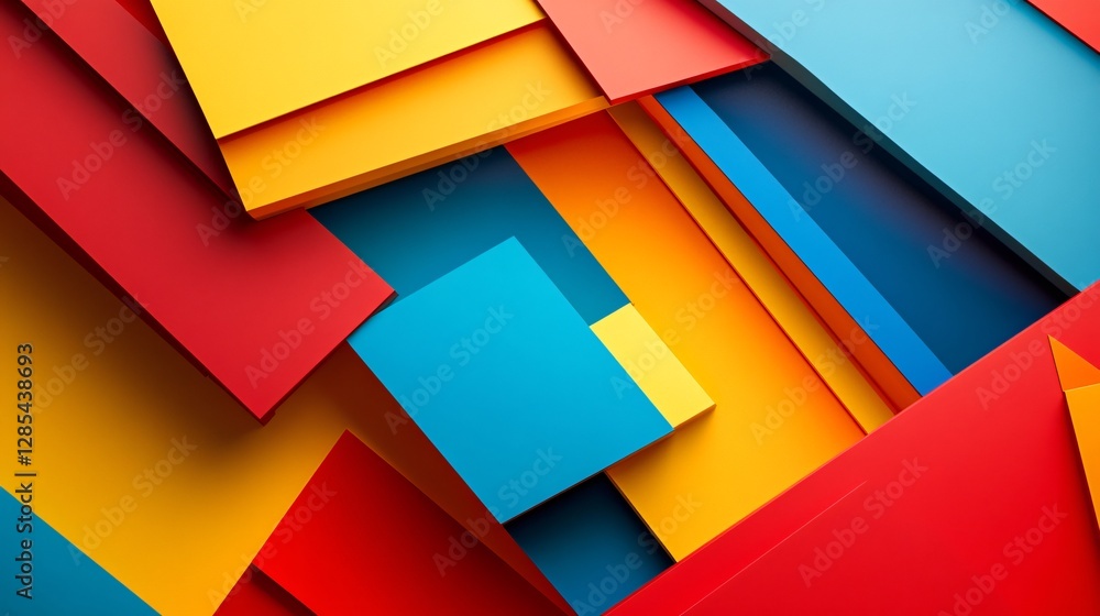 Fototapeta premium Colorful geometric background with vibrant color blocks, geometric shape patterns