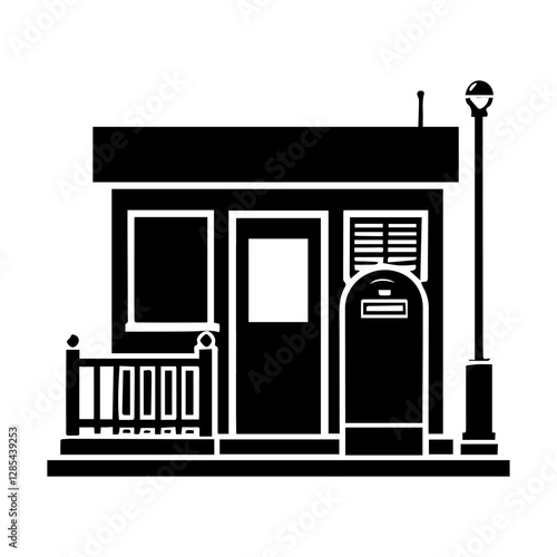 Simple Vector Icon of a police post office – Logo Design Illustration