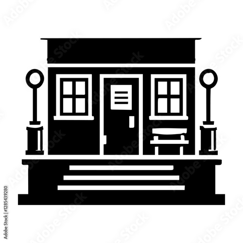 Simple Vector Icon of a police post office – Logo Design Illustration