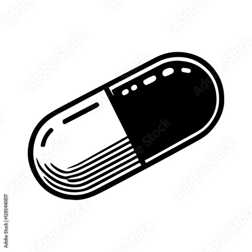 Simple Vector Icon of a Capsule – Logo Design Illustration