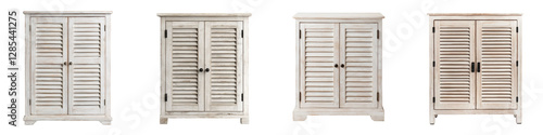 Elegant Vintage Style Louvered Wooden Cabinets and Armoires for Versatile Home Decor Storage and Organization Needs in Bedroom Living Room or Hallway
