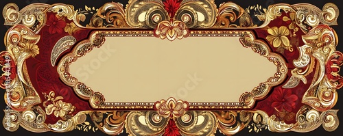 Ornate baroque frame featuring golden swirls and floral embellishments