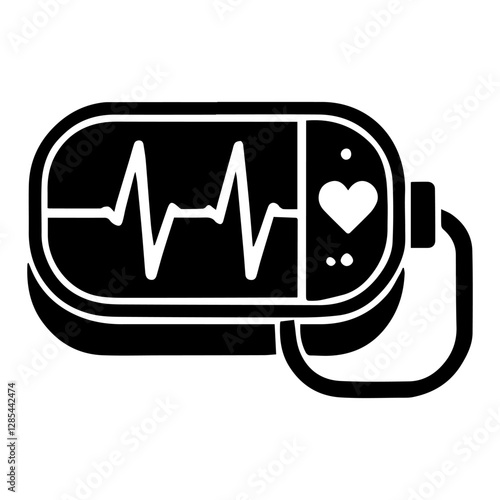 Simple Vector Icon of a Pulse Oximeter – Logo Design Illustration