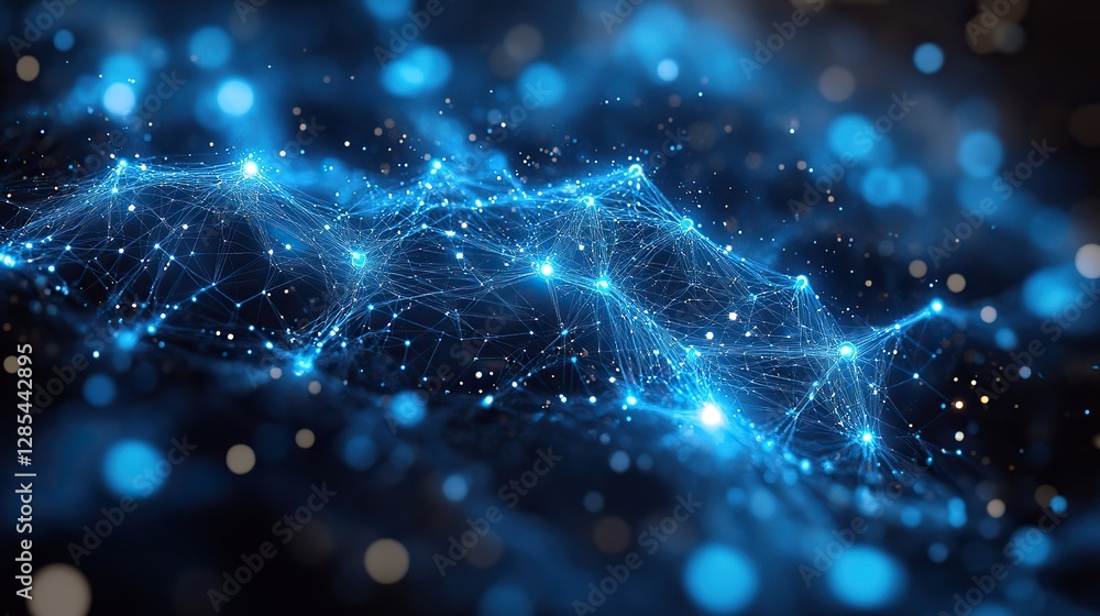 A vibrant network of interconnected nodes and strands representing blockchain technology, showcasing its dynamic and complex structure. explaining the decentralized nature of cryptocurrency A vibrant network of interconnected nodes and strands representing blockchain technology, showcasing its dynamic and complex structure. explaining the decentralized nature of cryptocurrency
