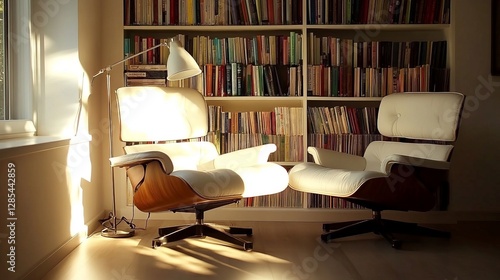 Wallpaper Mural Cozy Reading Nook With Bookshelves and Soft Lighting During the Afternoon Torontodigital.ca