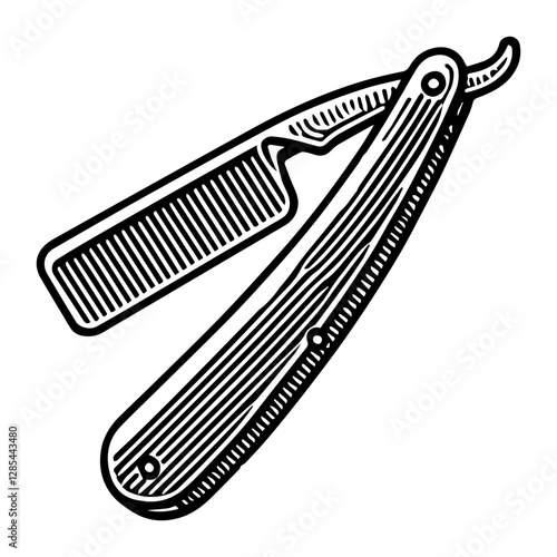 Simple Vector Icon of a Straight razors – Logo Design Illustration