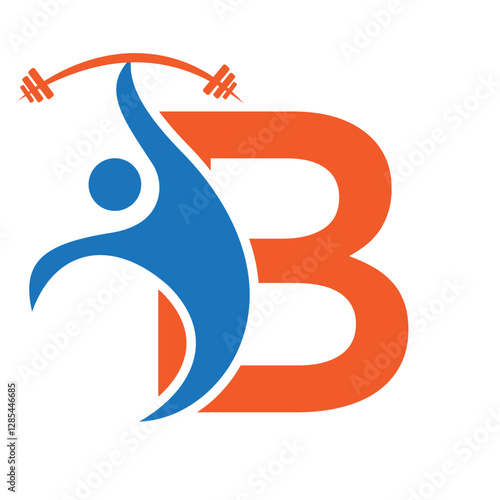 Initial Fitness Logo On Letter B Concept For Gym and Fitness Club Symbol