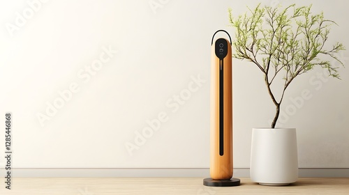 Rechargeable Smart Walking Stick Plugged into Modern Charging Dock