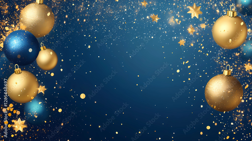 Fototapeta premium Happy New Year Backdrop: Festive Gold and Blue Design for Marketing and Celebrations