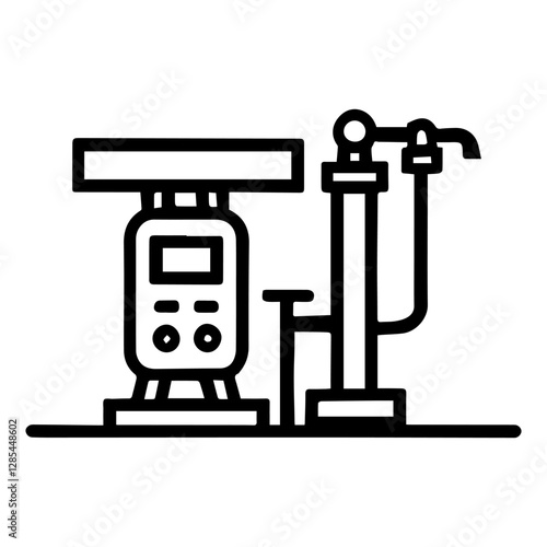 Simple Vector Icon of a Pump Stations – Logo Design Illustration