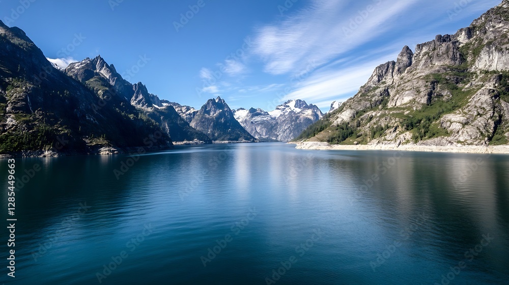 Fototapeta premium Breathtaking View of a Mountainous Landscape Reflected in a Calm Lake : Generative AI