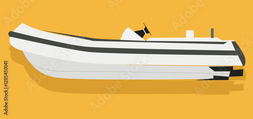 Inflatable boat in flat style. 
