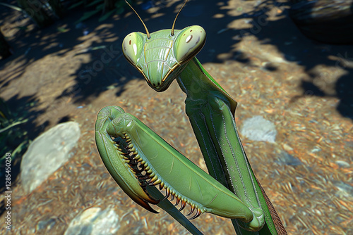 Intricate Details of a Praying Mantis in its Natural Habitat
