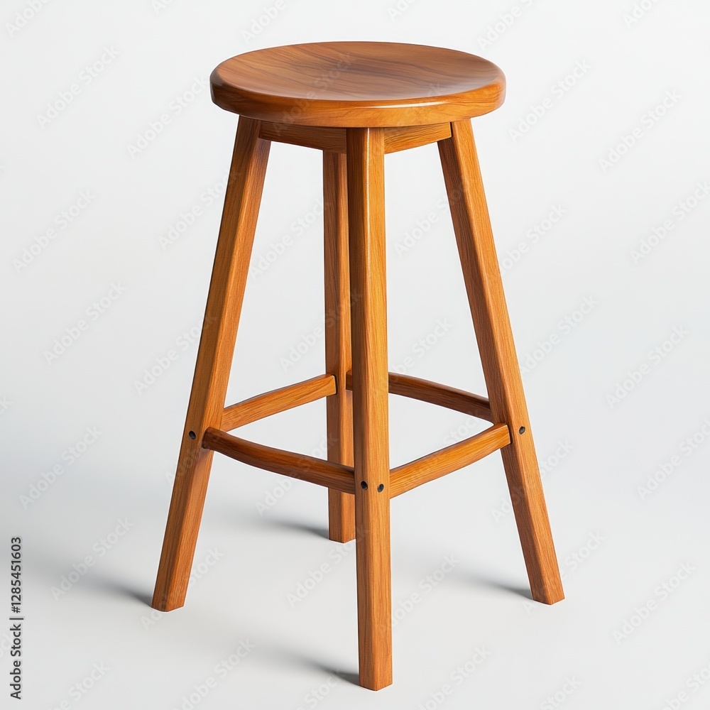 Wooden Bar Stool, Isolated on White Background, Studio Shot, for Interior Design Wooden Bar Stool, Isolated on White Background, Studio Shot, for Interior Design