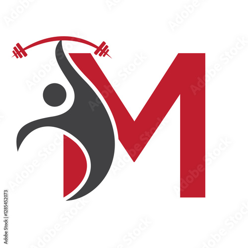 Initial Fitness Logo On Letter M Concept For Gym and Fitness Club Symbol