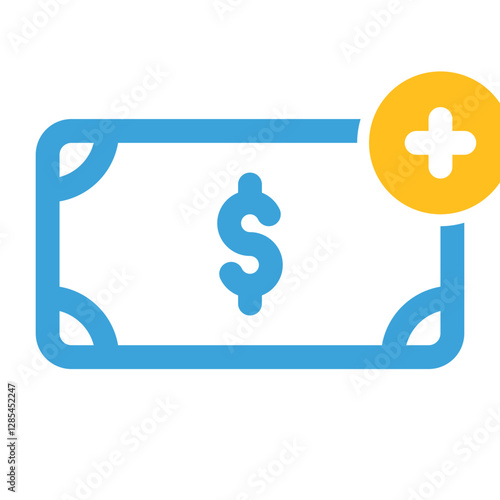 vector icon add saldo, combination of line style with solid style