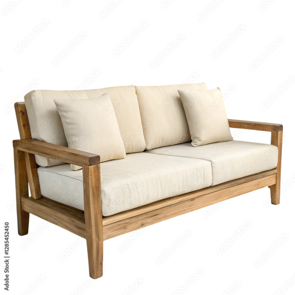 Fototapeta premium Wooden sofa isolated on transparent background