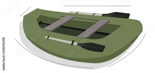 Inflatable boat. Vector inflatable boat with paddles.