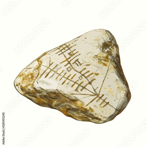 Natural sea stone isolated  white background vector  illustration