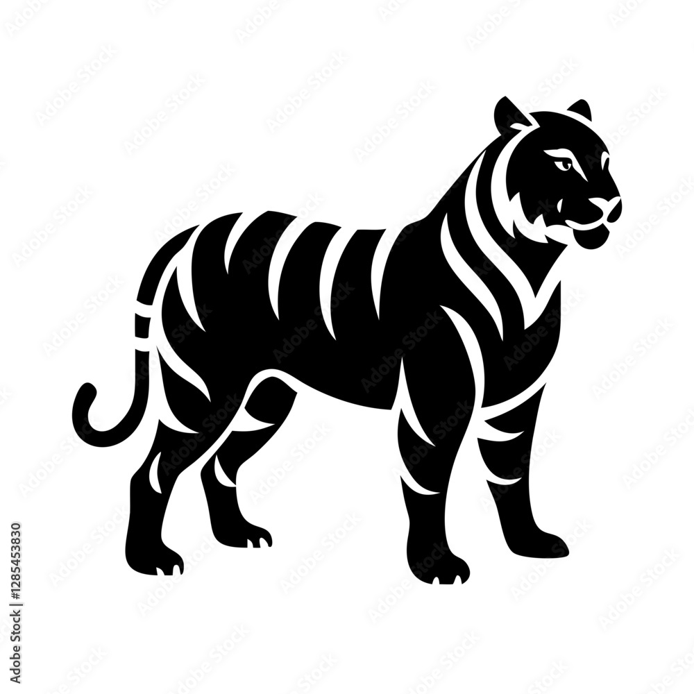 Fototapeta premium tiger mascot icon with a bold and energetic expression, suitable for team branding.