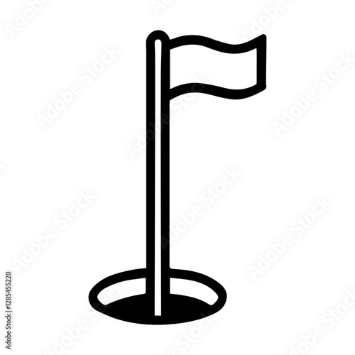 Simple Vector Icon of a Flagstick and Hole – Logo Design Illustration