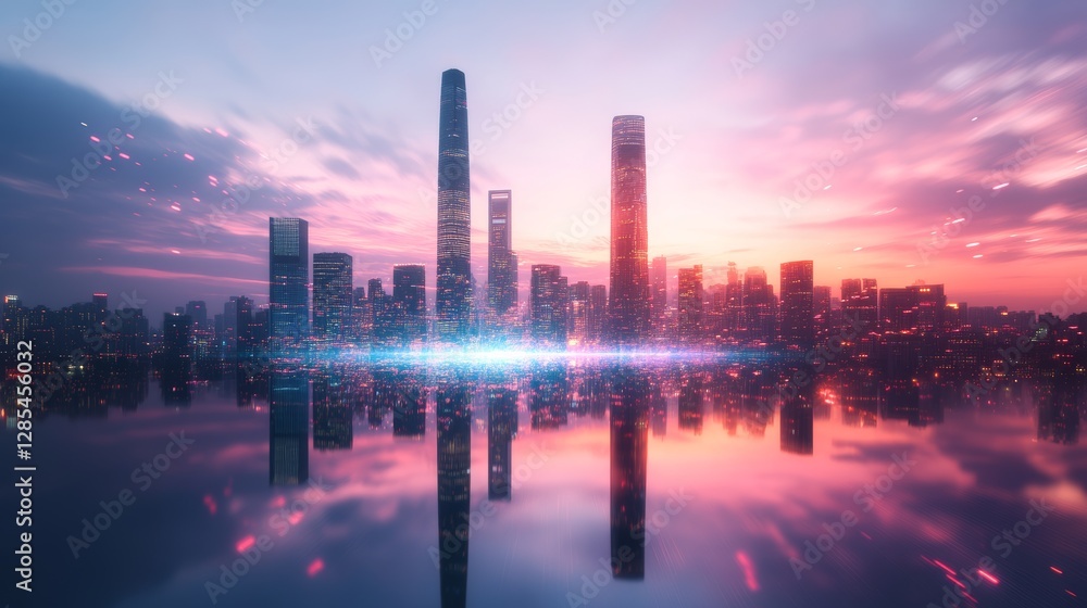 Fototapeta premium Intelligent City AI Scene