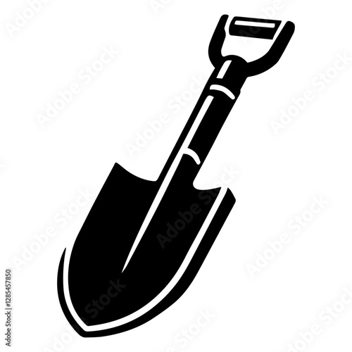 Simple Vector Icon of a Shovel – Logo Design Illustration