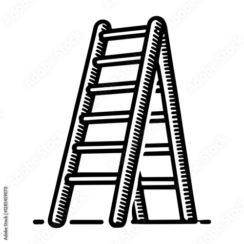Simple Vector Icon of a Ladder – Logo Design Illustration