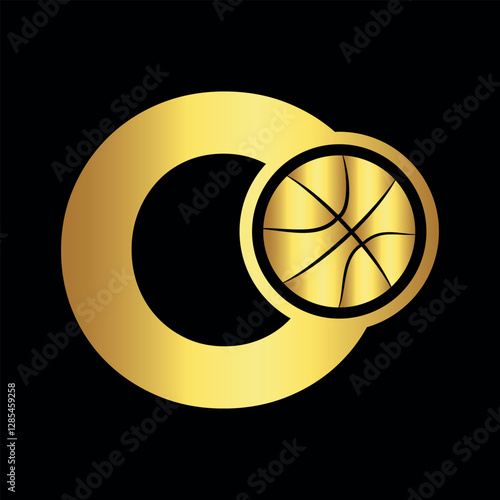 Basketball Logo combine with letter O vector template