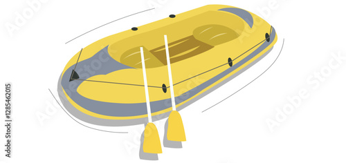 Inflatable boat with paddles isolated 