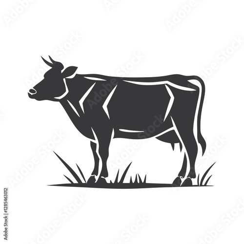 Silhouette of a Black Cow Standing Sideways