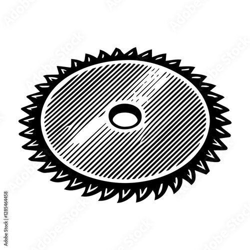 Simple Vector Icon of a Circular Saw Blade – Logo Design Illustration
